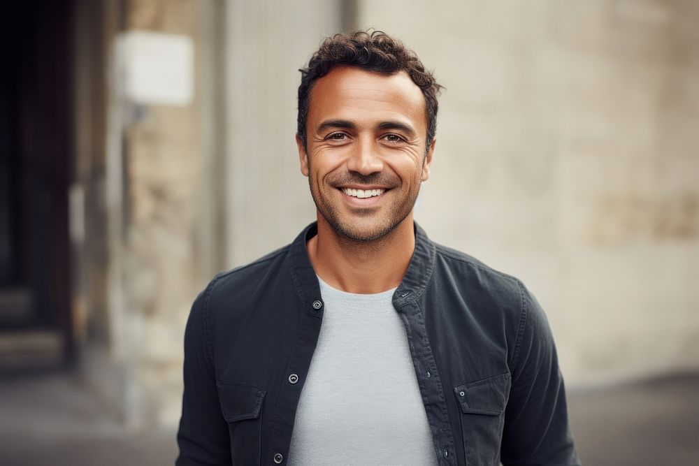 Latino man adult smile happy. AI generated Image by rawpixel.