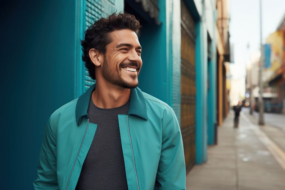 Latino man laughing adult smile. AI generated Image by rawpixel.