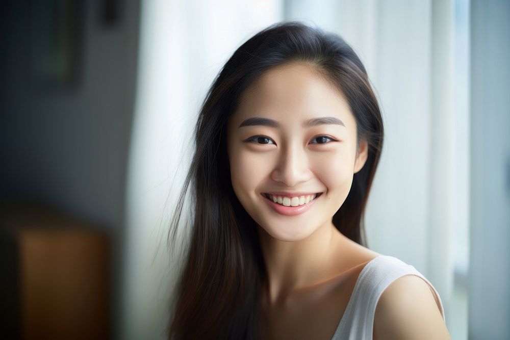Young asian woman portrait smiling smile. AI generated Image by rawpixel.