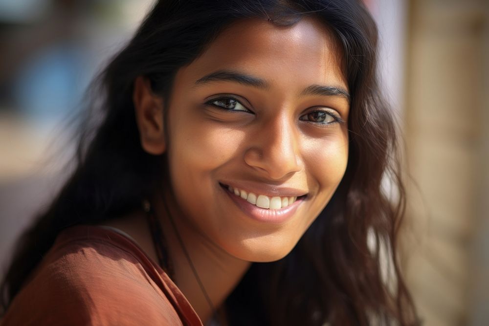 Young indian woman portrait smiling adult. AI generated Image by rawpixel.