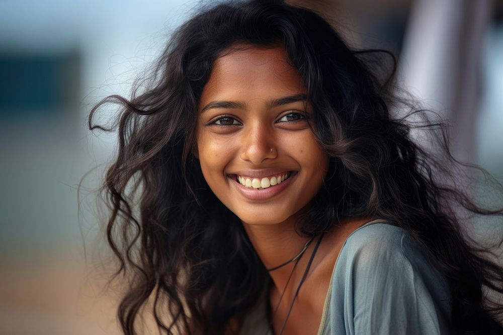 Young indian woman portrait smiling smile. AI generated Image by rawpixel.