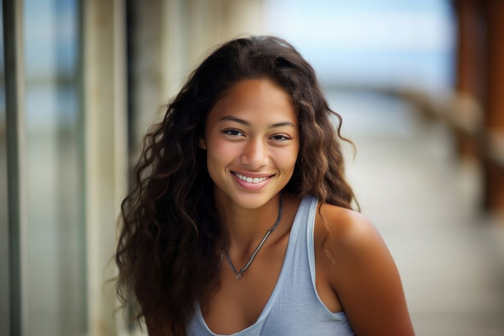 Young samoan woman portrait smiling smile. AI generated Image by rawpixel.