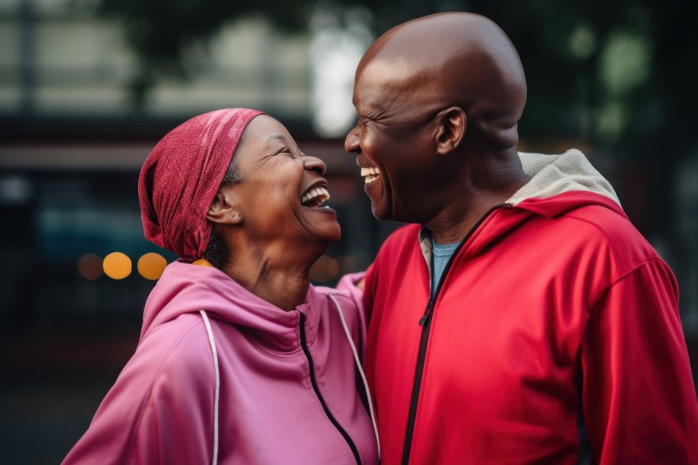 African elderly couple jokking adult happy affectionate. AI generated Image by rawpixel.