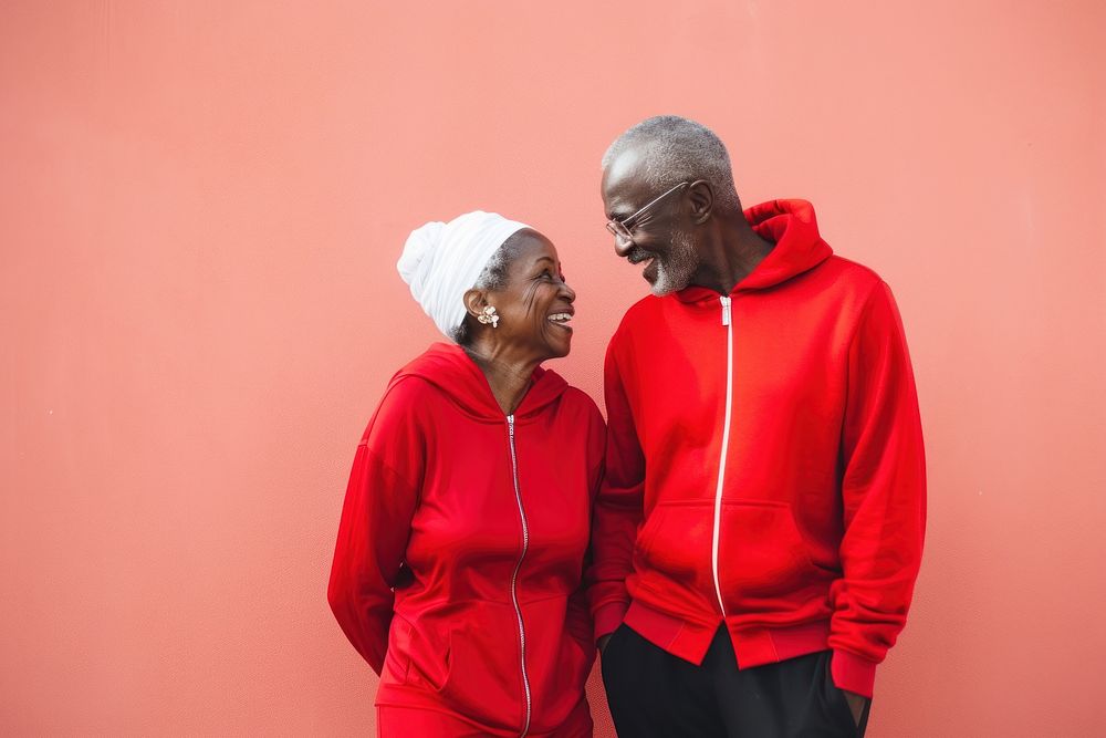 African elderly couple jokking sweatshirt sweater happy. AI generated Image by rawpixel.