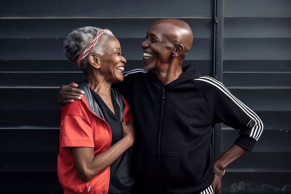 African elderly couple jokking sports adult happy. AI generated Image by rawpixel.