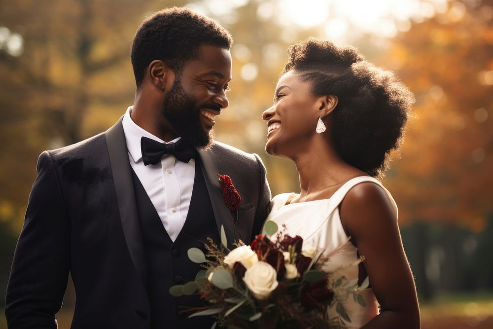 Black couple married wedding adult. AI generated Image by rawpixel.