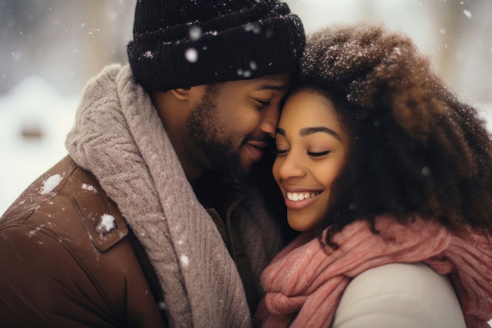 Black couple holiday winter adult. AI generated Image by rawpixel.