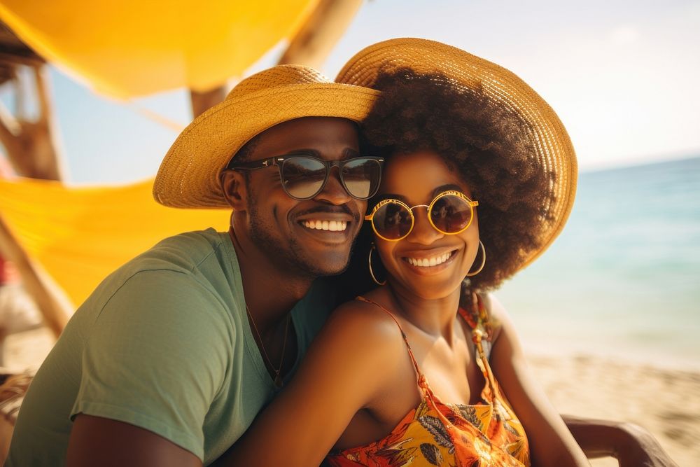 Black couple photography sunglasses portrait. AI generated Image by rawpixel.