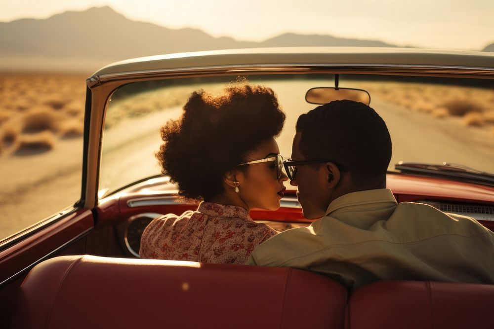 Black couple outdoors vacation vehicle. AI generated Image by rawpixel.