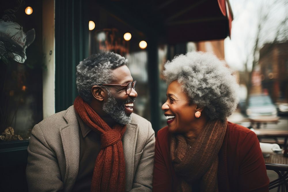 Black man and woman laughing adult happy. 