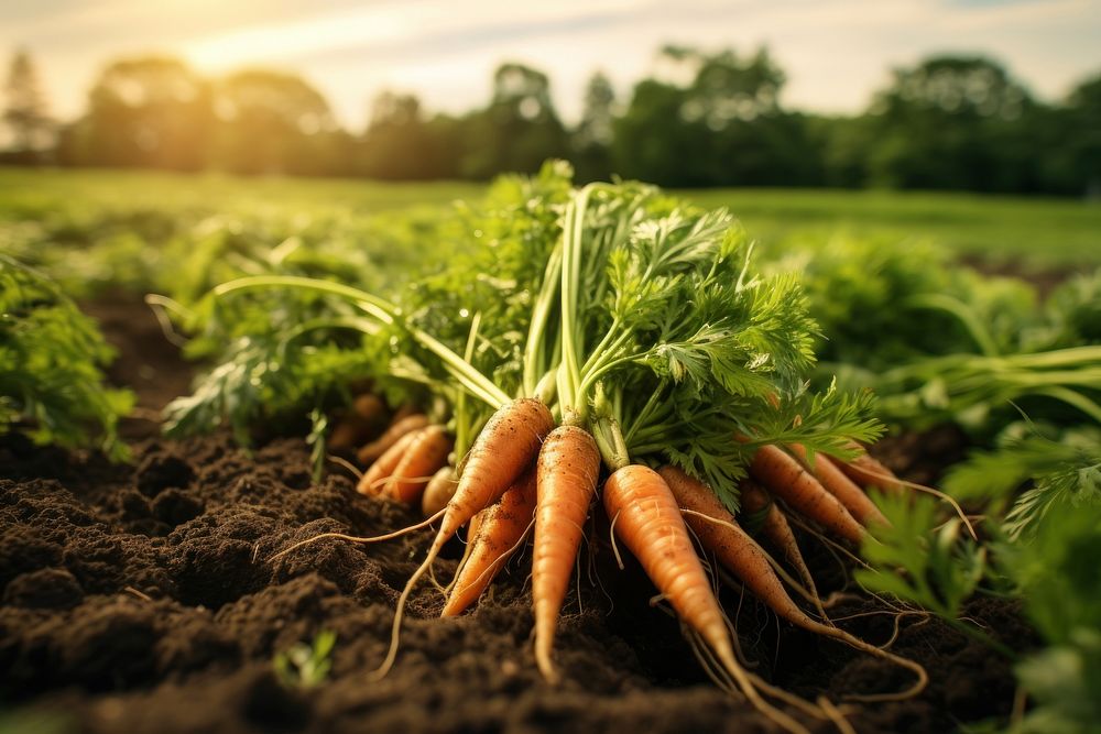 Carrots field landscape vegetable. 