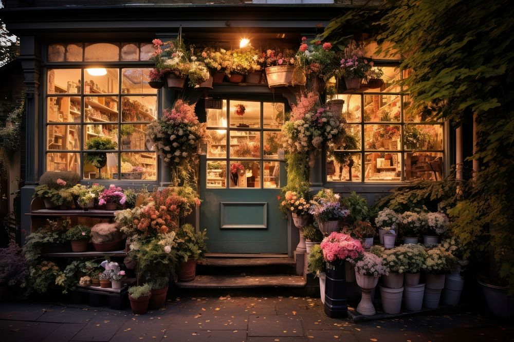 Cosy floral shop flower plant architecture. AI generated Image by rawpixel.