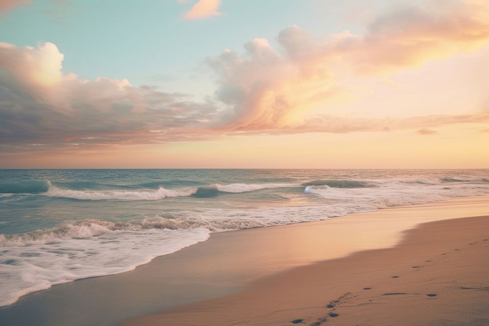 Empty beach outdoors horizon nature. AI generated Image by rawpixel.