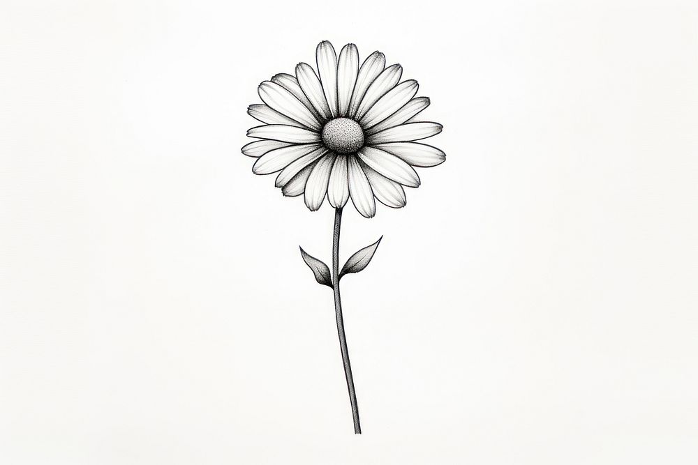 Daisy flower drawing sketch plant. AI generated Image by rawpixel.