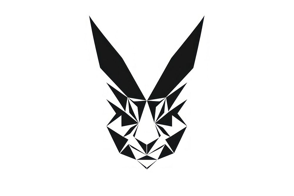 Rabbit face black white logo. AI generated Image by rawpixel.