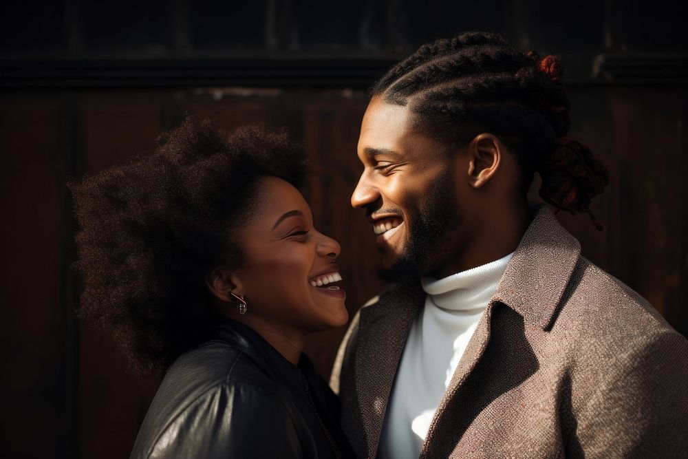 Black couple adult affectionate togetherness. AI generated Image by rawpixel.