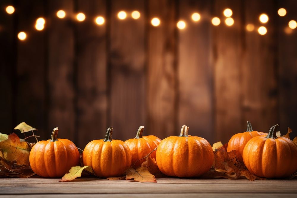 Border pumpkins and leaves vegetable halloween rustic. AI generated Image by rawpixel.