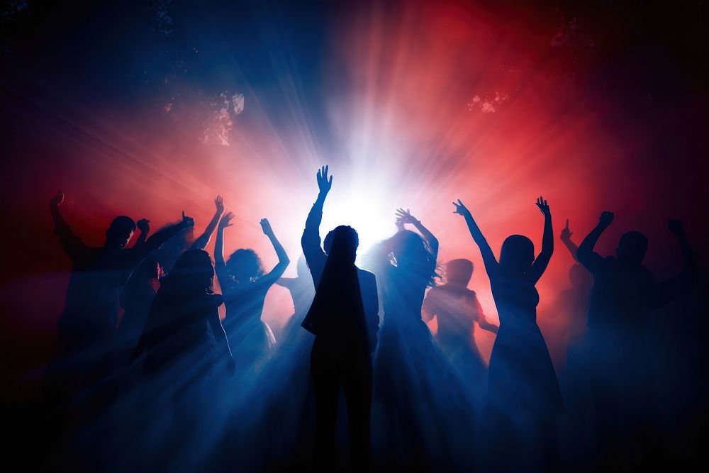 People dancing concert silhouette nightlife. AI generated Image by rawpixel.