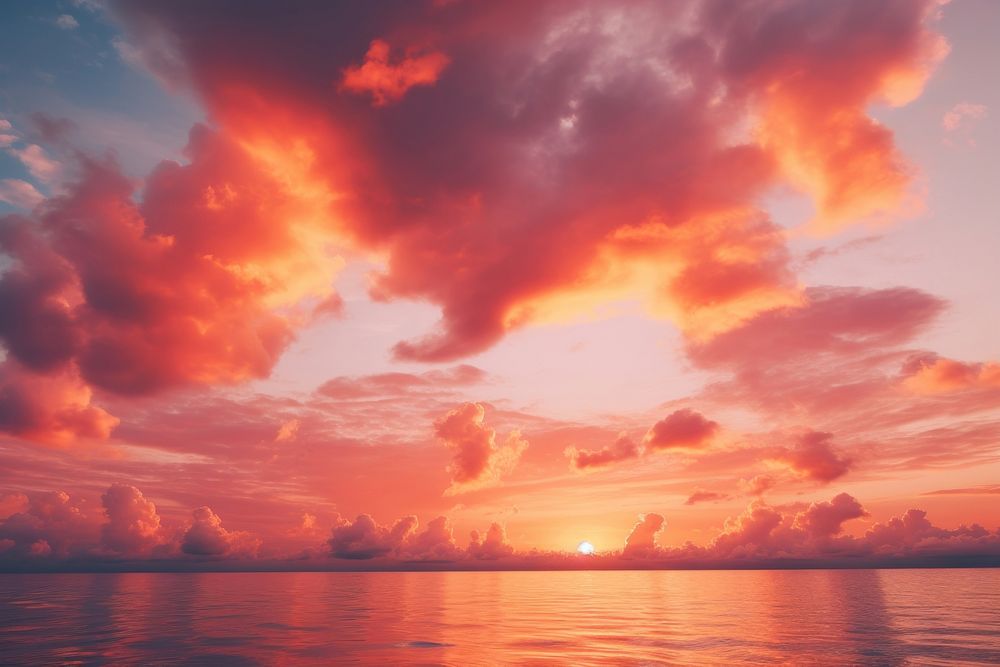 Orange clouds outdoors horizon sunset. AI generated Image by rawpixel.