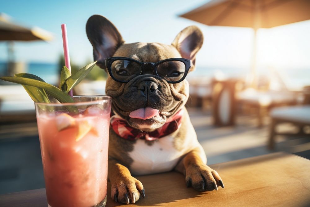 Happy french bulldog cocktail portrait animal. AI generated Image by rawpixel.