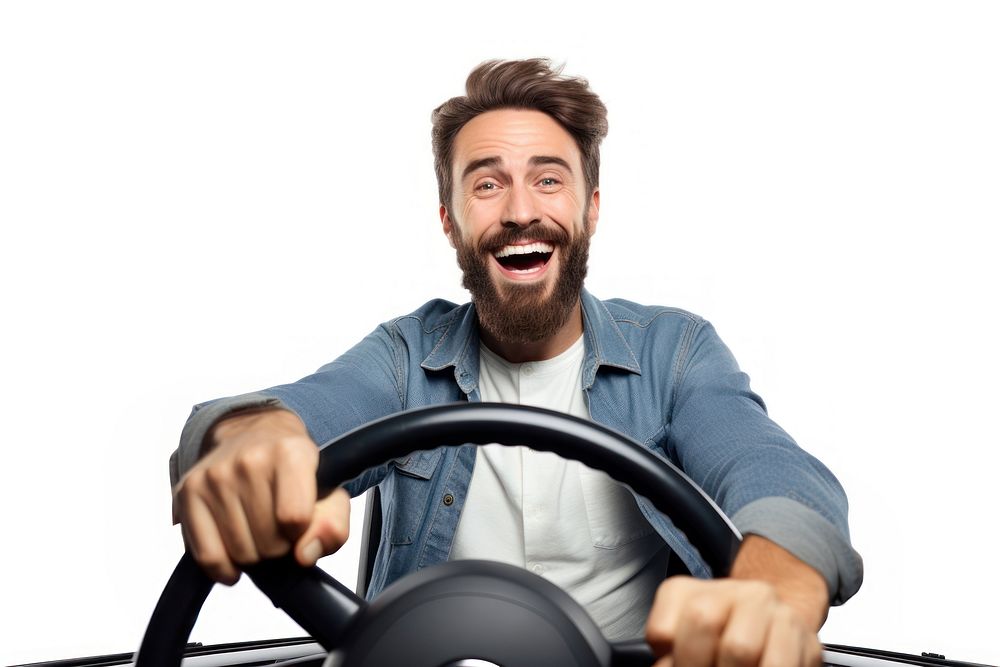 Laughing vehicle smiling driving. AI generated Image by rawpixel.