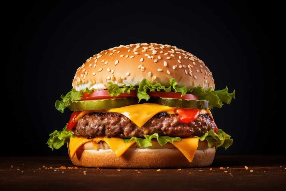Cheeseburger food hamburger vegetable. AI generated Image by rawpixel.