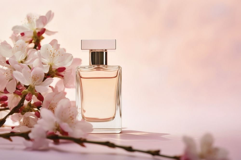 Bottle of perfume cosmetics springtime fragility. AI generated Image by rawpixel.