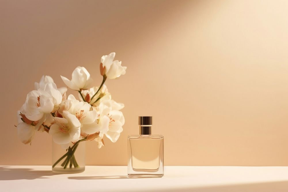 Bottle of perfume cosmetics flower plant. AI generated Image by rawpixel.
