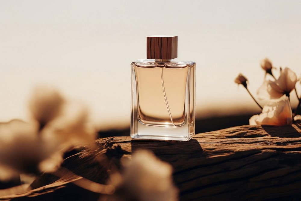Bottle of perfume cosmetics container nature. AI generated Image by rawpixel.