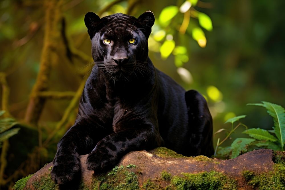 Black panther wildlife animal mammal. 