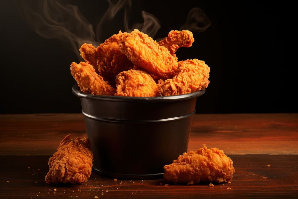 Fried chicken food freshness darkness. AI generated Image by rawpixel.