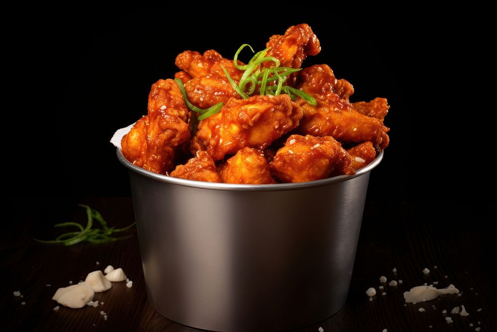 Korean fried chicken food meat vegetable. AI generated Image by rawpixel.