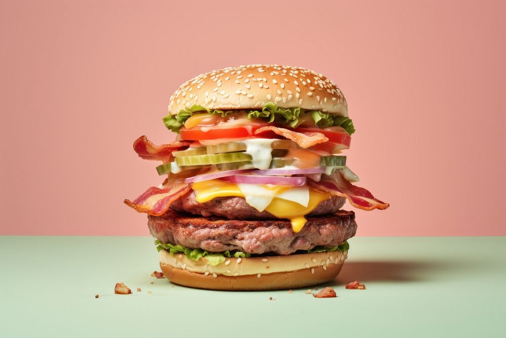 Burger food hamburger vegetable. AI generated Image by rawpixel.