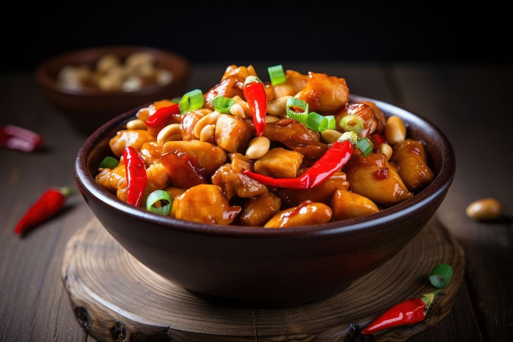 Kung pao chicken food meal dish. AI generated Image by rawpixel.