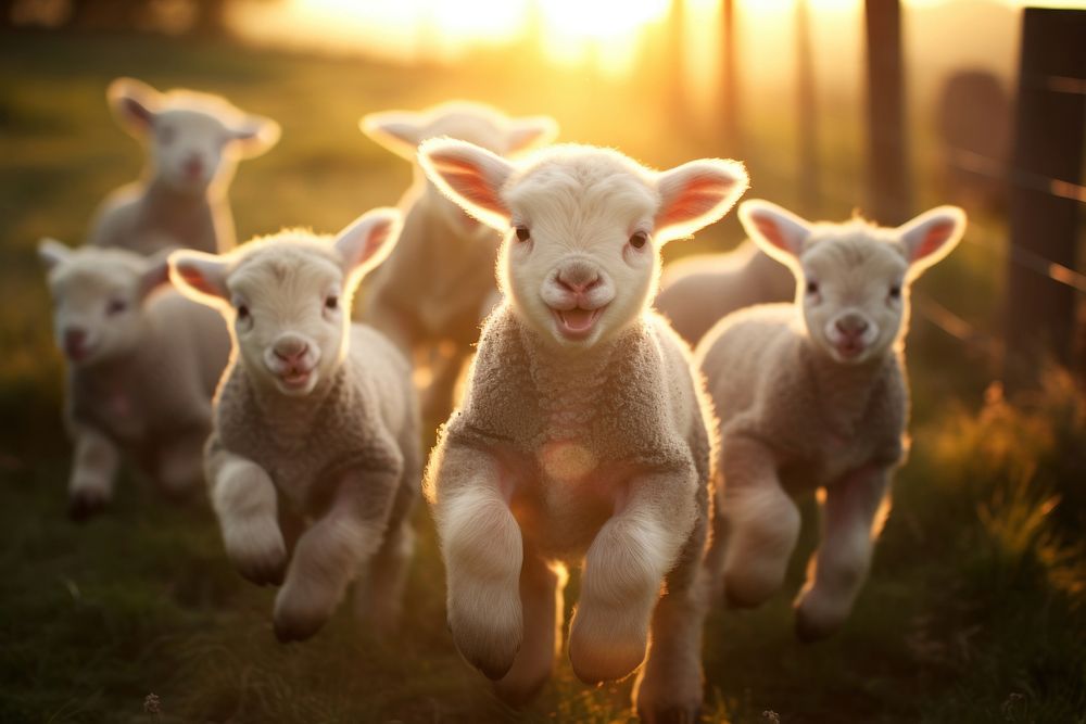 Herd of lambs livestock outdoors animal. AI generated Image by rawpixel.