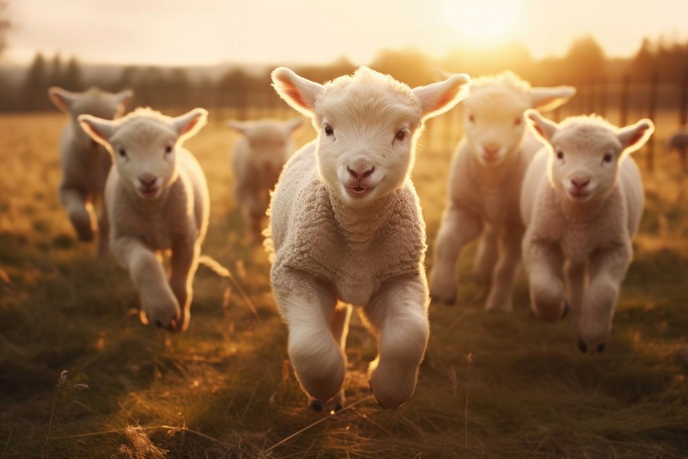 Herd of lambs livestock outdoors animal. 