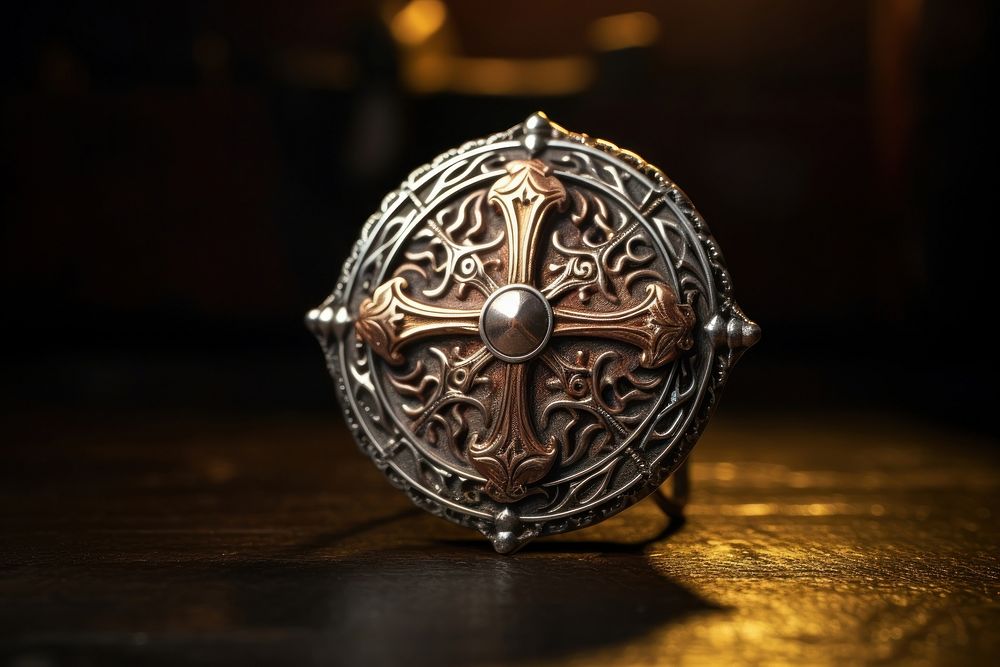 Medieval brooch jewelry pendant locket. AI generated Image by rawpixel.