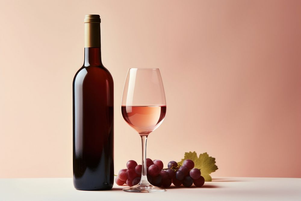 Wine glass bottle drink refreshment. AI generated Image by rawpixel.