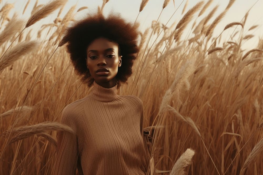 Minimalist autumn clothing field portrait outdoors. AI generated Image by rawpixel.