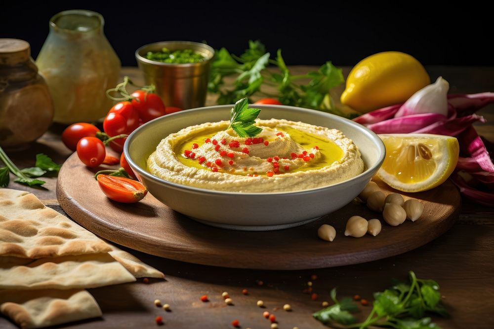 Hummus food ingredient vegetable. AI generated Image by rawpixel.