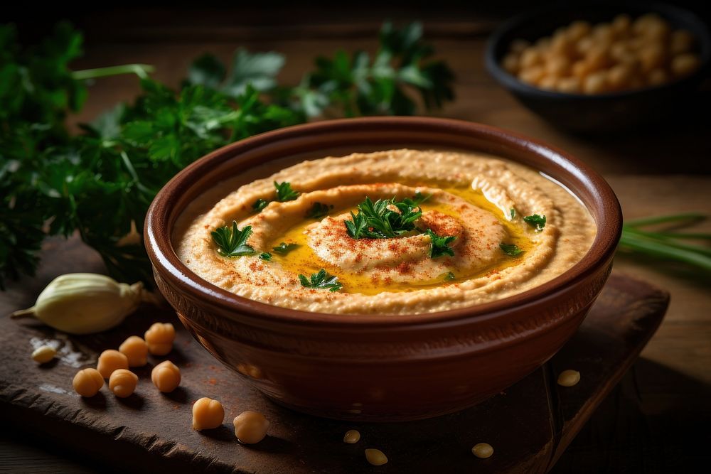 Hummus food meal dish. AI generated Image by rawpixel.