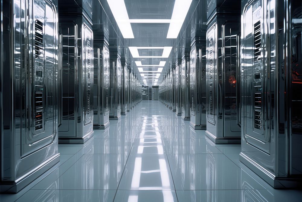 Servers architecture corridor building. AI generated Image by rawpixel.
