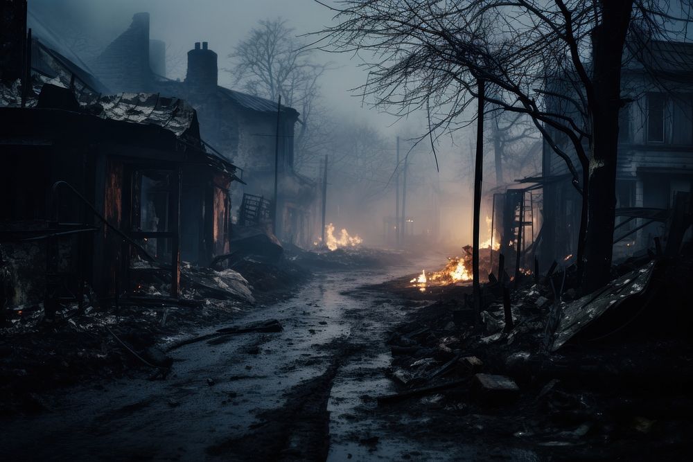 Aftermath of a fire architecture destruction demolished. AI generated Image by rawpixel.