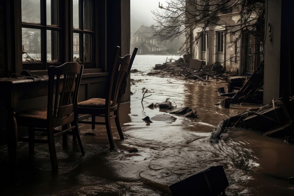 Aftermath of a flood chair deterioration architecture. AI generated Image by rawpixel.