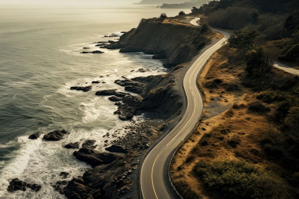Road coast outdoors vehicle. AI generated Image by rawpixel.