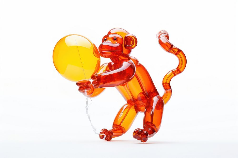 A balloon twisting in the shape of a monkey white background representation celebration. AI generated Image by rawpixel.