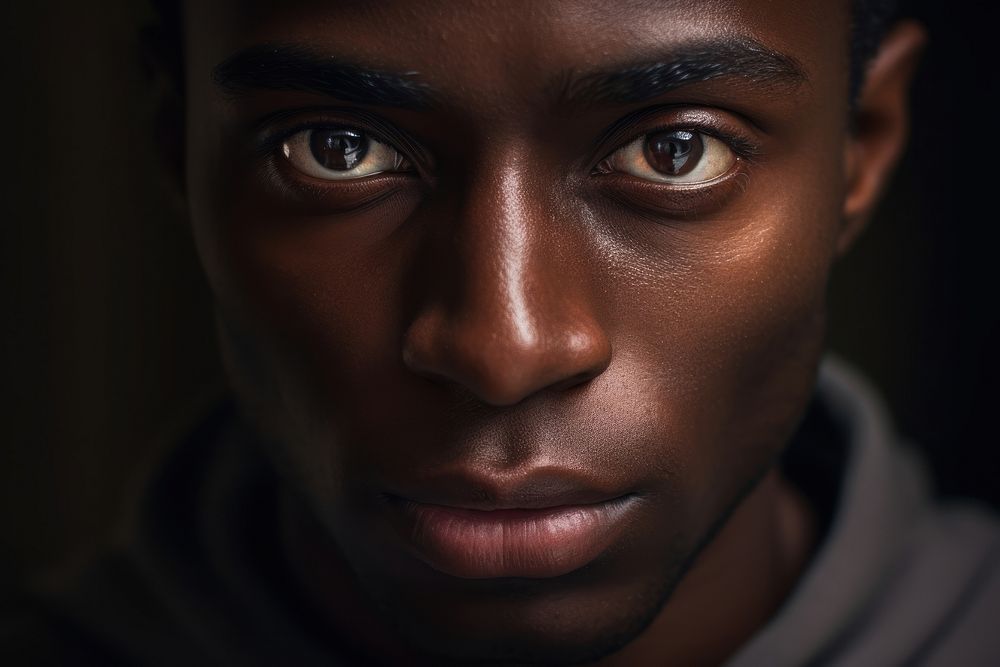 Dark skinned man portrait monochrome forehead. AI generated Image by rawpixel.