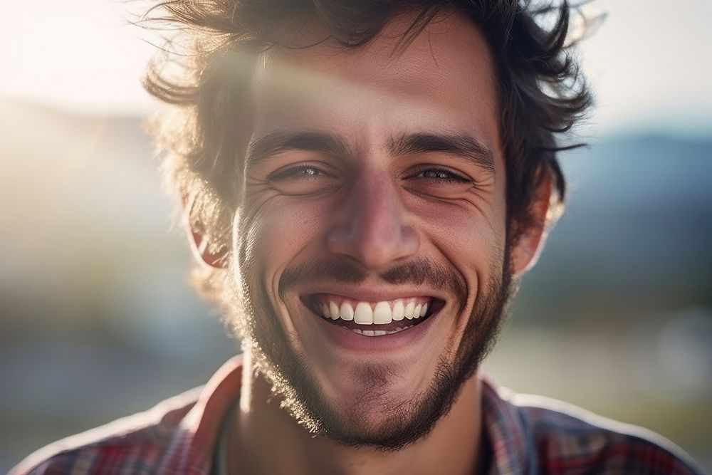 Smiling men laughs laughing portrait person. AI generated Image by rawpixel.