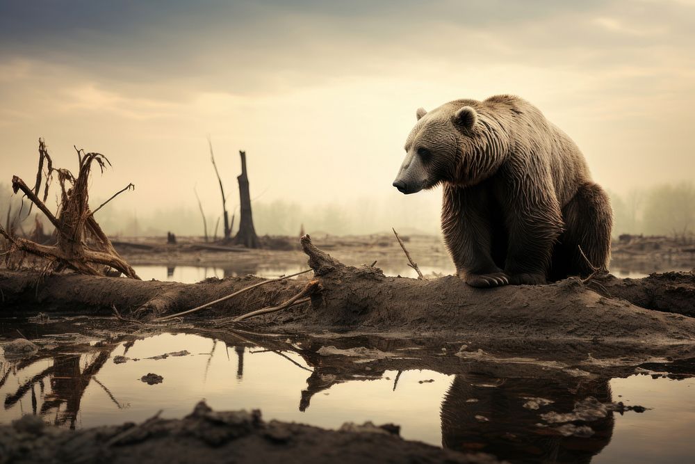 Climate change animal wildlife outdoors. AI generated Image by rawpixel.