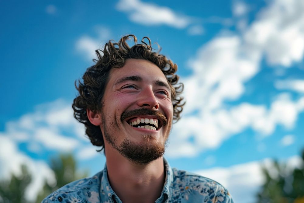 Smiling men laughs outside laughing portrait smile. AI generated Image by rawpixel.